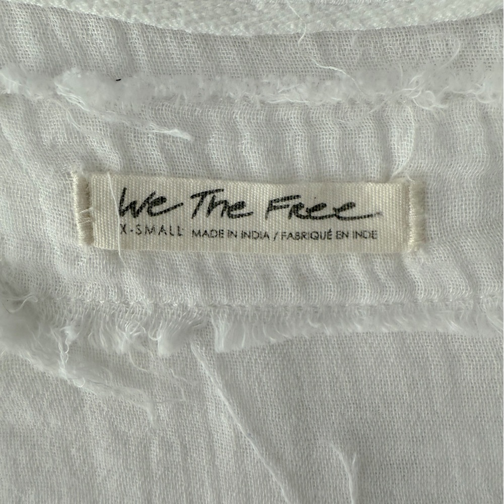 We The Free White Wrap Ribbed 100% Cotton Blouse - Picture 2 of 9